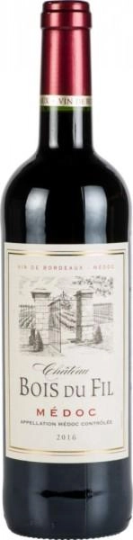 Вино Chateau Bois du Fil, Medoc АОC  Шато Буа Дю Филь Медок   2018  750 мл