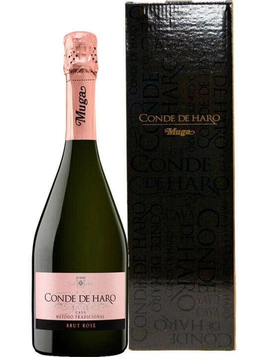 Игристое вино Muga Cava Conde de Haro Brut Rose Rioja DOC gift box  2021  750 мл