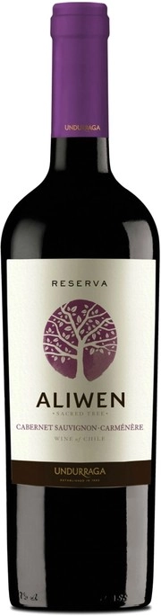 Вино Undurraga  Aliwen Cabernet Sauvignon  Carmenere Reserva  Ундуррага  Аливен Каберне Совиньон  Карменер Резерва  2020  750 мл