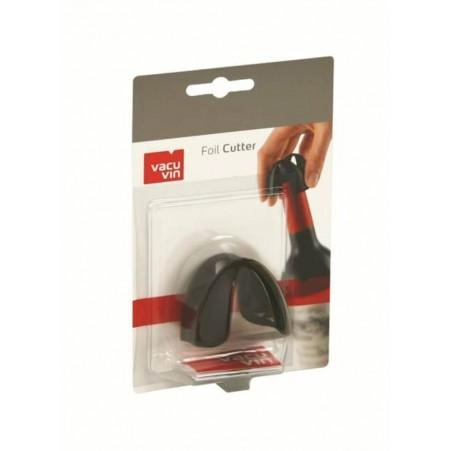 Обрезатель фольги + держатель пробки VacuVin Foilcutter Black, блистер