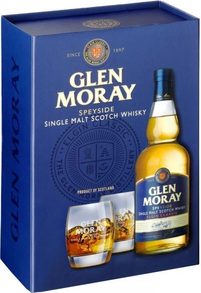 Подарочный набор Glen Moray Elgin Classic gift box with 2 glasses Глен Морей  Элджин Классик в подарочной коробке с 2-мя стаканами  700 мл