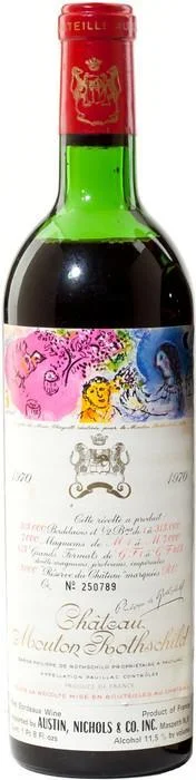 Вино Chateau Mouton Rothschild Pauillac AOC Premier Grand Cru Classe, Премьер Гран Крю, 1970, 0.75 л