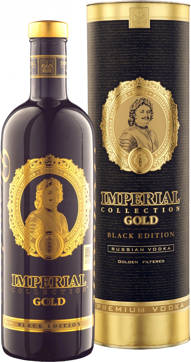 Водка  Imperial Collection Gold Black Edition  Императорская коллекция Голд Блэк Эдишн  Кошерная  в тубе  1000 мл