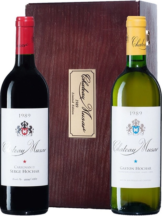 Набор Chateau Musar White & Red 1989 wooden box Шато Мусар Белое & Красное 1989 в деревянной коробке 1500 мл