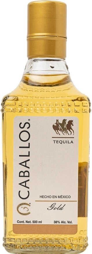 Текила 3 Caballos Gold  500 мл