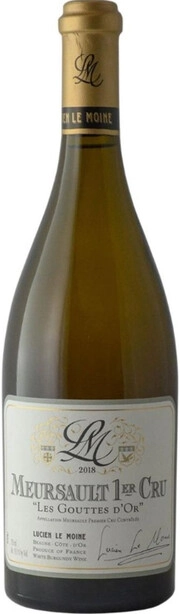 Вино Lucien Le Moine Meursault 1er Cru Les Gouttes d'Or AOC Люсьен Ле Муан Мерсо Премье Крю Ле Гут д'Ор 2018 750 мл
