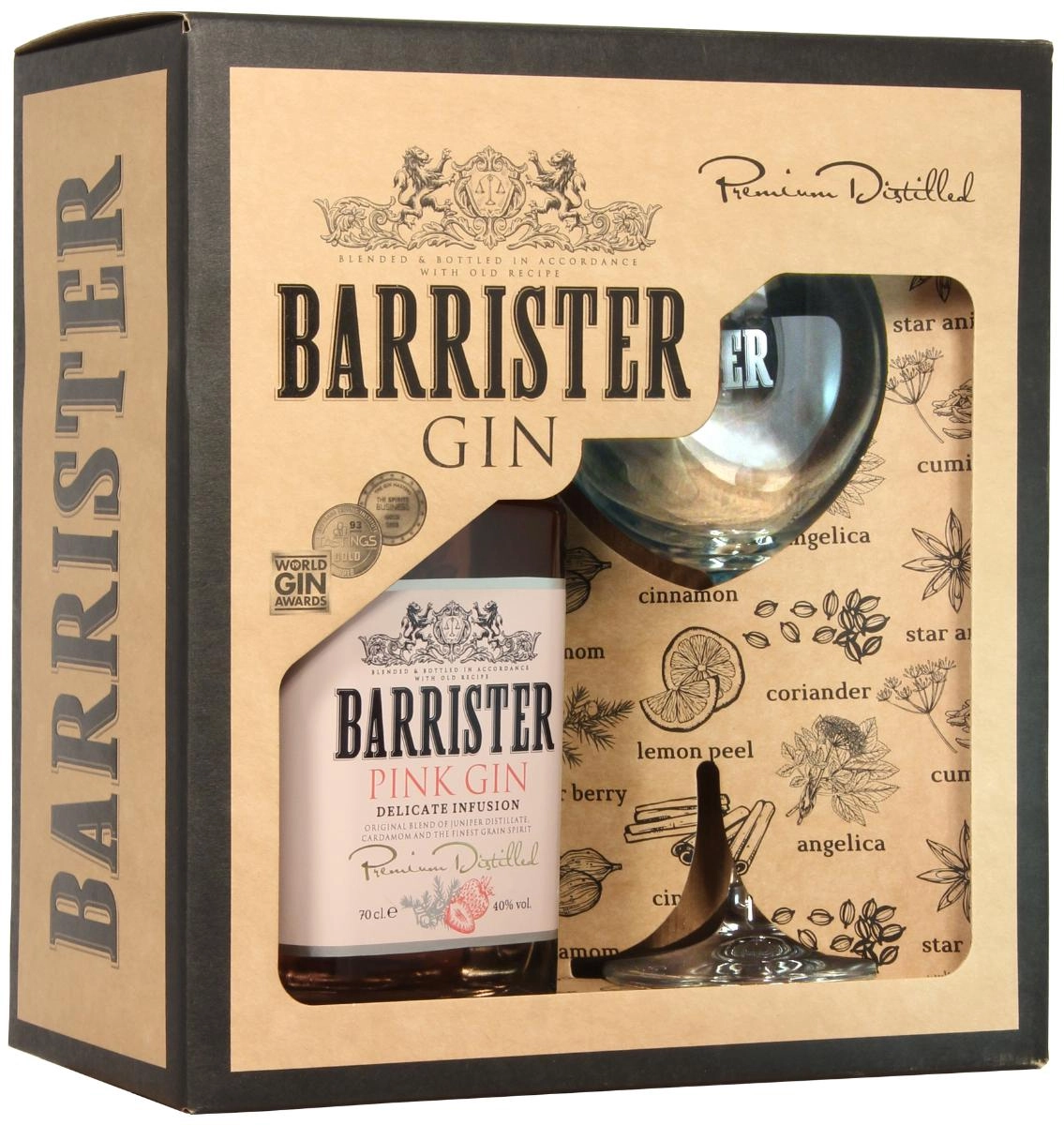 Джин  Кошерный   Barrister Pink Gin gift box   700 мл + glass
