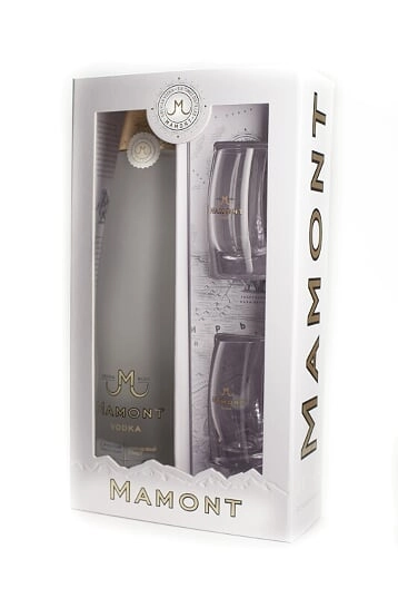Водка  Мамонт 40% в подарочной упаковке 700 мл  + 2 стопки