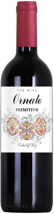 Вино Ornato Primitivo Sicilia IGT  Орнато Примитиво 2020 750 мл