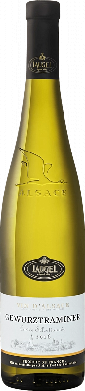 Вино Laugel  Gewurtztraminer Cuvee Selectionnee Alsace AOC  Лаужель  Гевюртцтраминер Кюве Селексьон Эльзас 2017  750 мл