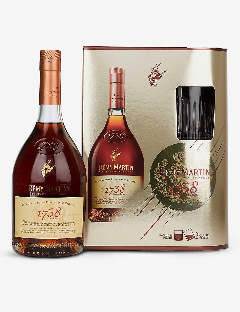 Коньяк Remy Martin 1738 Accord Royal  Реми Мартан 1738 Аккорд Роял в п/у + 2 бокала  700 мл
