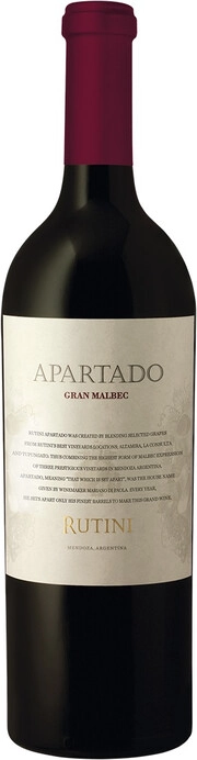 Вино Rutini Gran Malbec Mendoza Apartado Рутини Гран Мальбек Мендоза Апартадо 2019 750 мл  14,5%
