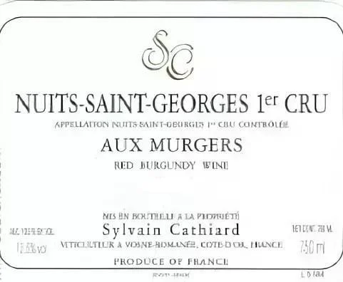 Вино Domaine Sylvain Cathiard & Fils  Aux Murgers Nuits- Saint-Georges 1er Cru  AOC Домен Сильвэн Катьяр э Фис О Мюрже Нюи-Сен-Жорж Премье Крю 2000  750мл