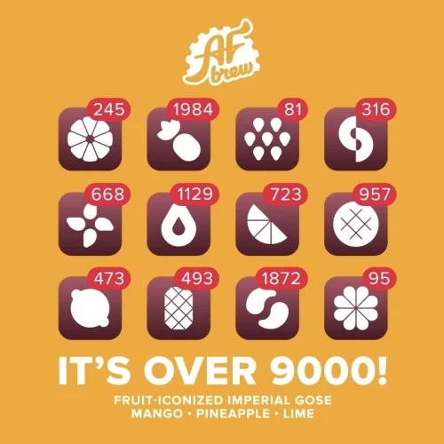 Пиво  AF Brew  It’s Over 9000! Mango • Pineapple • Lime  АФ Брю Итс овер 9000! Манго Ананас Лайм ж/б 330  мл
