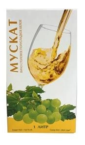 Вино столовое "Мускат" белое полусладкое, Tetra-pak 1л