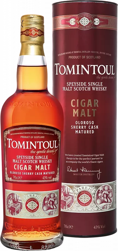 Виски Tomintoul Cigar Malt Speyside Single Malt Scotch Whisky  gift box 43% 700 мл