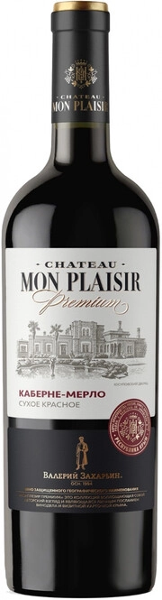Вино  Chateau Mon Plaisir  Premium Cabernet-Merlot  Шато Монплезир  Премиум Каберне-Мерло   750 мл  12 %