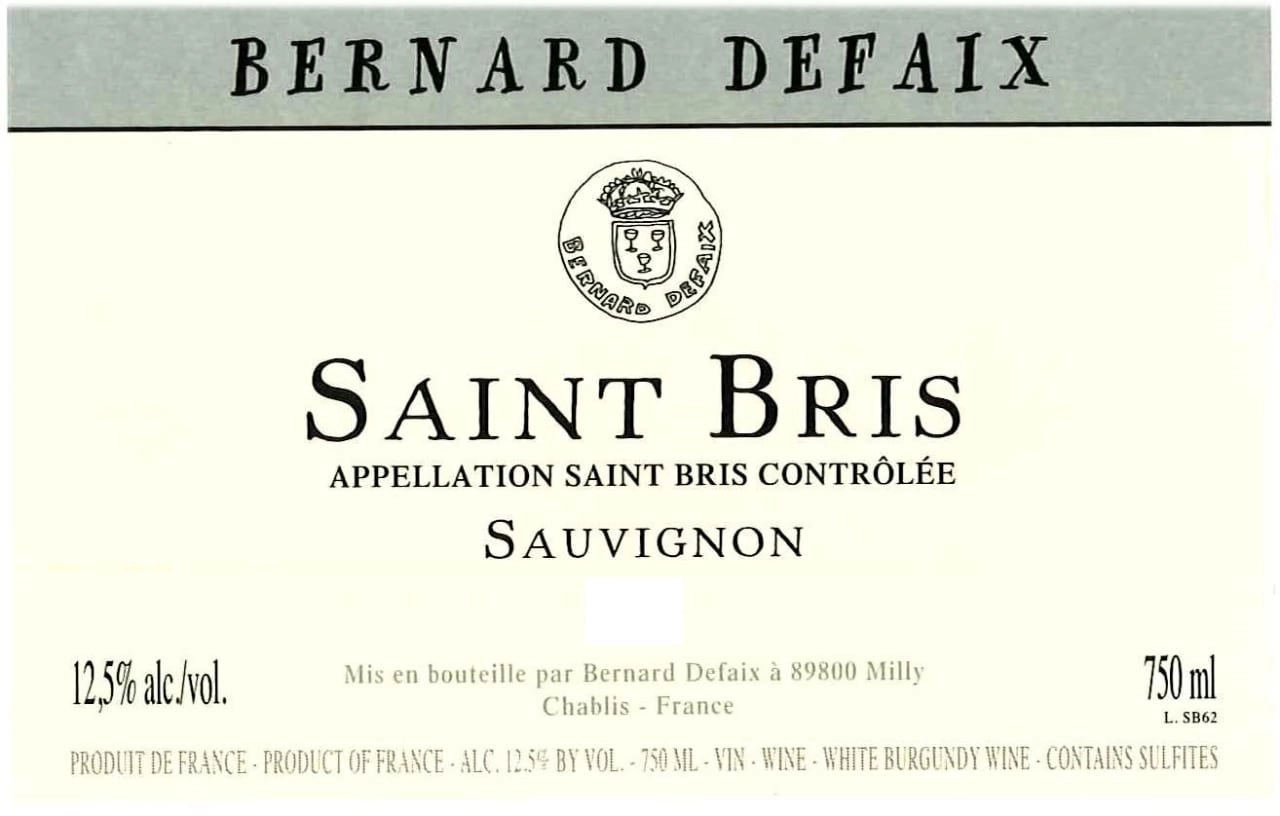Вино Domaine Bernard Defaix Saint Bris Sauvignon  2019 750 мл
