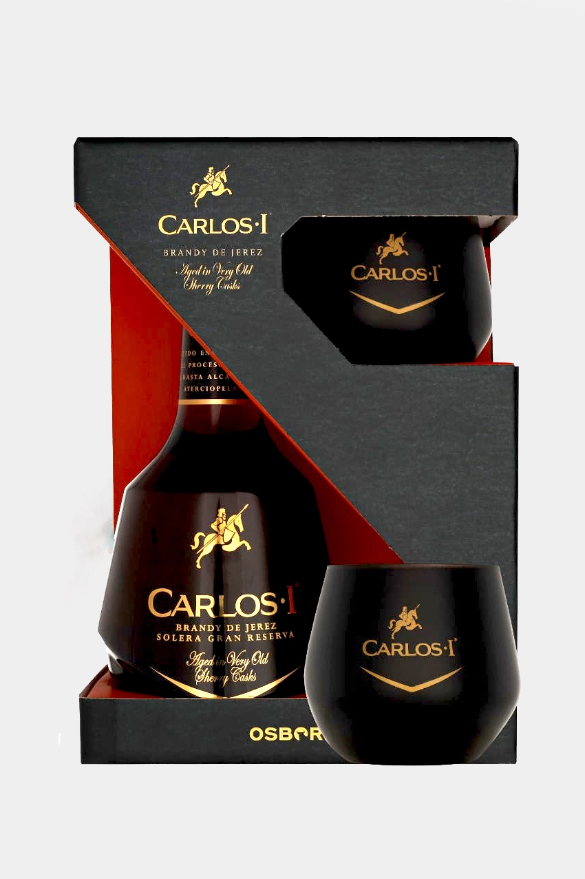 Бренди CARLOS I  Solera Gran Reserva gift box with glass  700 мл