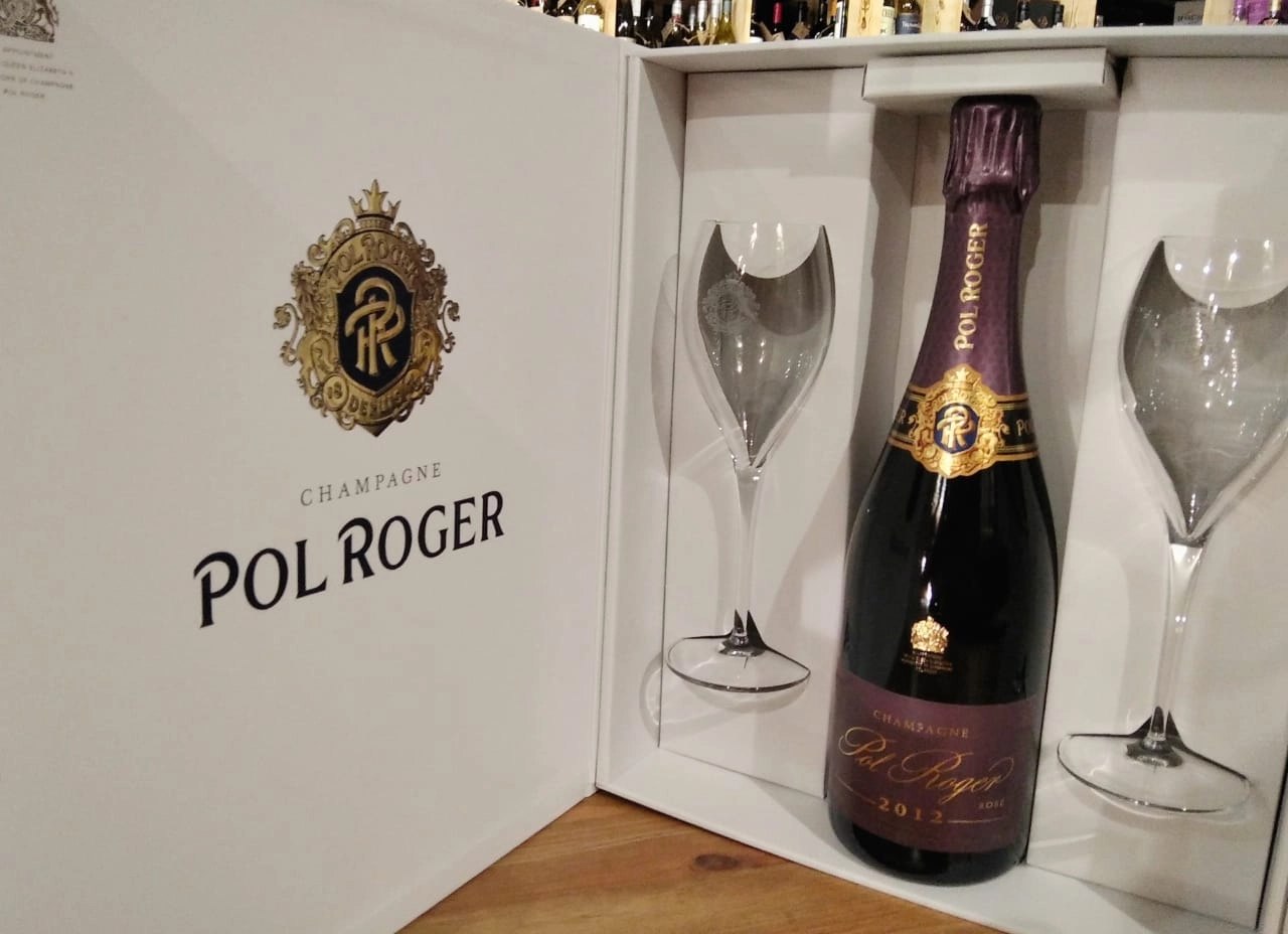 Игристое вино Pol Roger Brut Rose gift box  2 glass  2012   750 мл