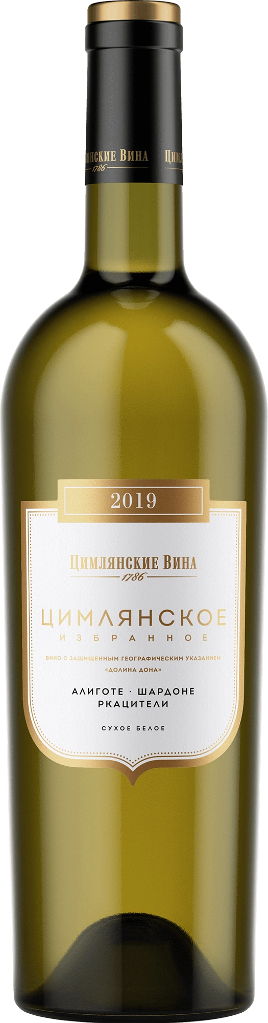 Вино  Цимлянское  Избранное  Ркацители - Шардоне - Алиготе  белое сухое    750 мл