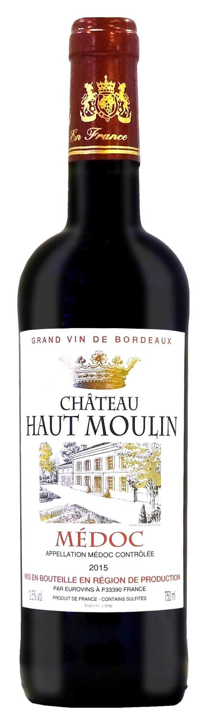Вино SARL "EUROVINS", CHATEAU HOUT MOULIN, САРЛ "ЕВРОВИН", "Шато О Мулэн" АОС Медок, 2015 0,75
