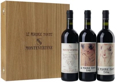 Винный набор Montevertine  2 Bottles  Le Pergole Torte  & 1 Bottle "Montevertine  wooden box Монтевертине  2 бутылки  Ле Перголе Торте  и 1 бутылка  Монтевертине  в деревянной коробке