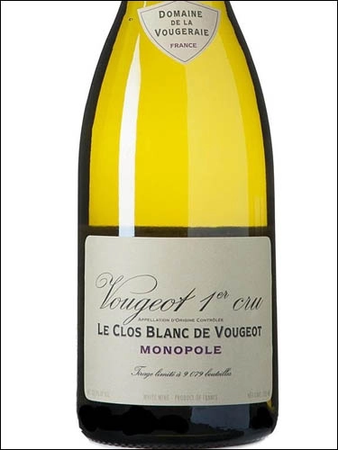 Вино Domaine de la Vougeraie Vougeot 1er Cru Clos Blanc de Vougeot Monopole blanc  2018 3000 мл 13%