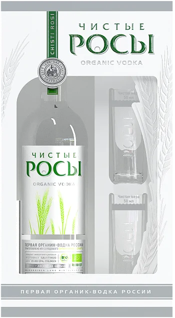 Водка Чистые Росы в подарочной упаковке + 2 стопки  700 мл