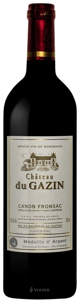 Вино  Château du Gazin Canon-Fronsac  Шато Дю Газан  Канон Фронсак  2014 750 мл