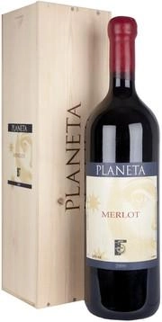 Вино Planeta, Merlot, Планета, Мерло, в деревянной коробке, 2009, 1500 мл