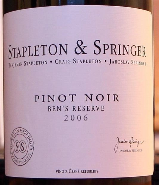 Вино Stapleton&Springer Pinot Noir Reserve Стэплтон&Спрингер Пино Нуар  Бенс резерв 2016 750 мл