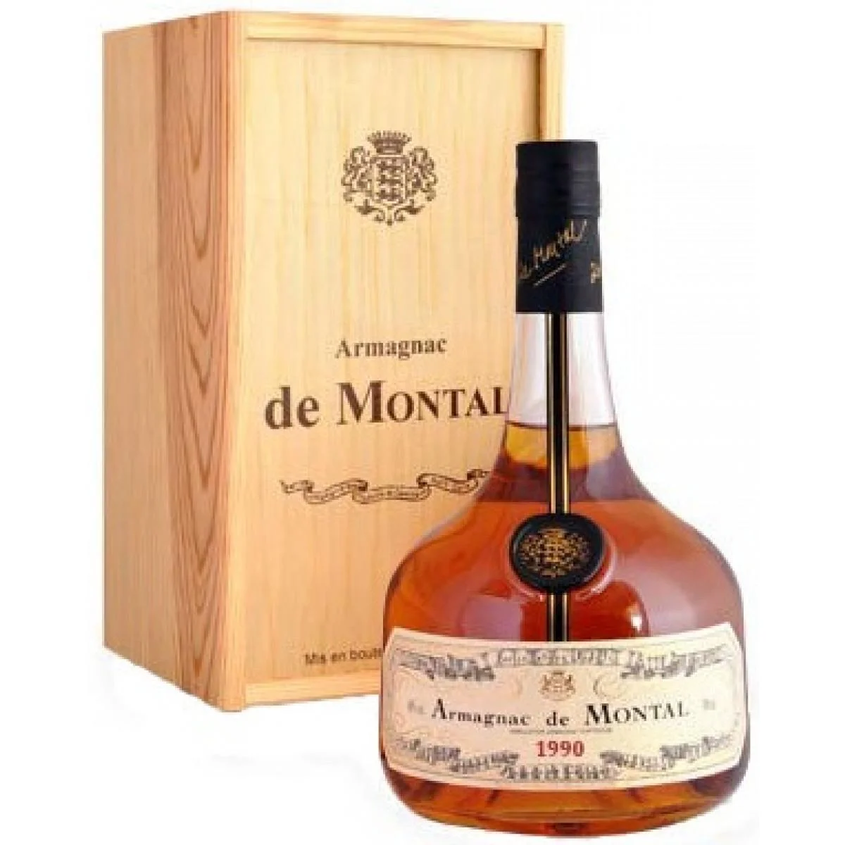 Арманьяк Armagnac de Montal wooden box Арманьяк де Монталь в деревянной коробке 1991 700 мл