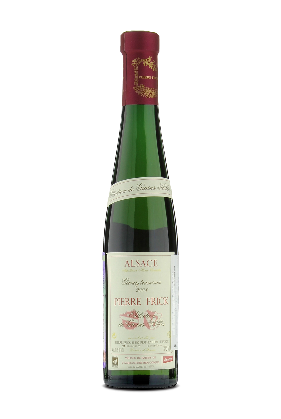 Вино Pierre Frick Gewurztraminer Selection de Grains Nobles Alsace AOC Пьер Фрик Гевюрцтраминер Селексьон де Гран Нобл 2008 375 мл