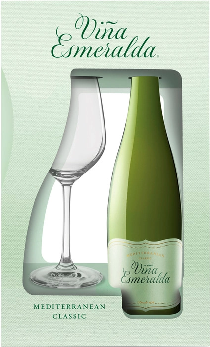 Набор Torres  Vina Esmeralda  Catalunya DO gift box with glass  Винья Эсмеральда белое в подарочной коробке с бокалом 2019 750 мл