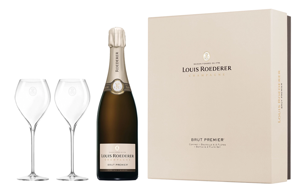 Шампанское Louis Roederer Brut Premier AOC grafika   gift box  2 glass  2016 750 мл