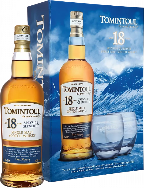 Виски Tomintoul Speyside Glenlivet Single Malt Whisky 18 y.o. (gift box) 40%  2002 700 мл