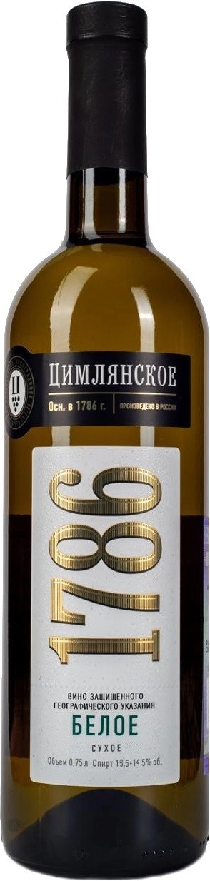 Вино Цимлянское 1786 ЗГУ  сухое белое 750 мл