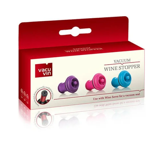 Набор VacuVin Wine Stoppers Set of 3 Pi/Bl/Pu из 3-х пробок для WineSaver, цвет: фиолетовый,розовый,голубой