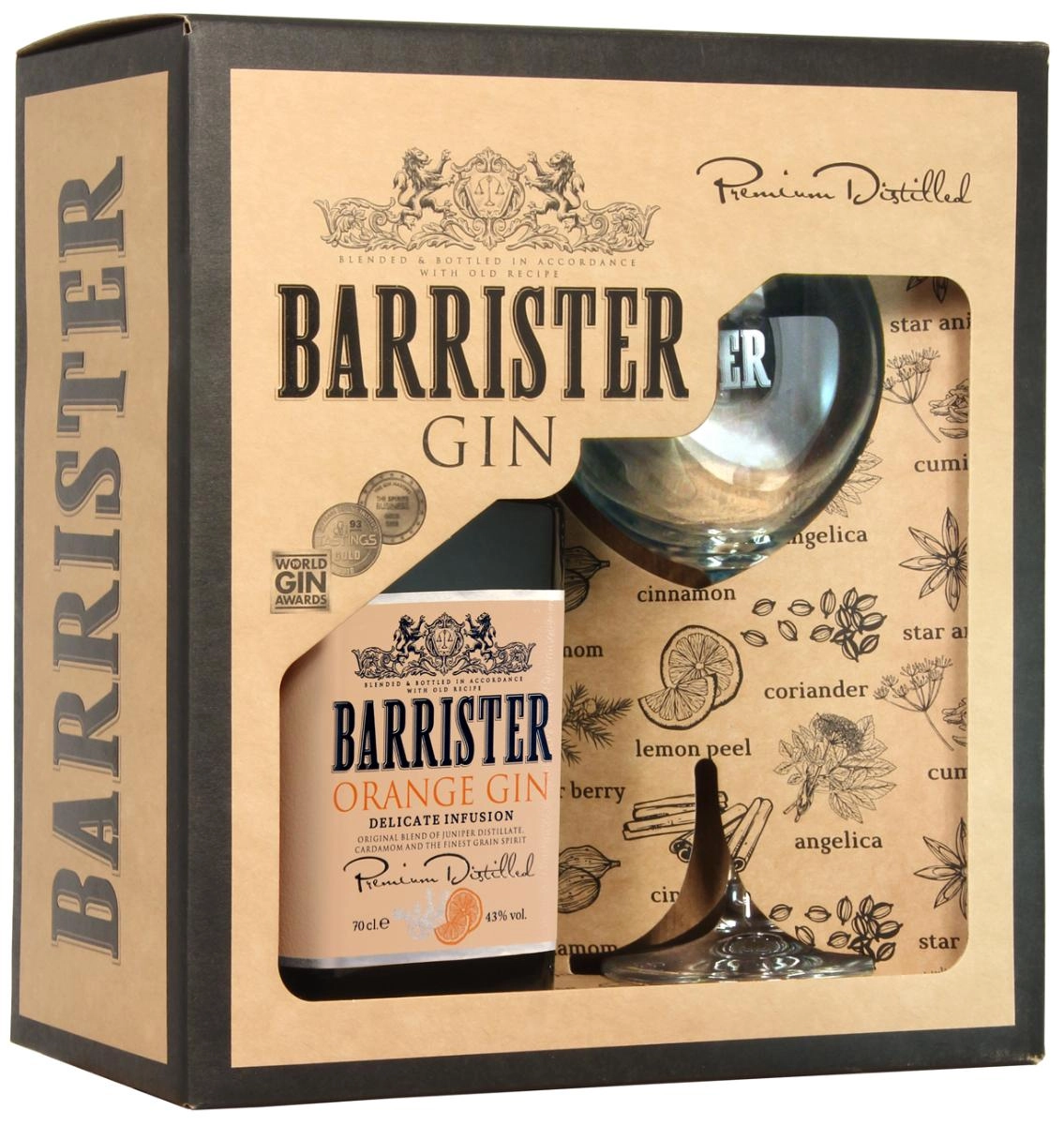 Джин  Кошерный ''Barrister" Orange gift box  700 мл + glass