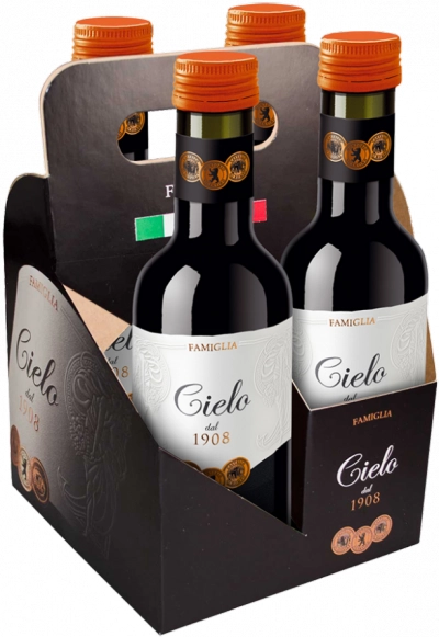Винный набор Cielo E Terra Merlot gift set of 4 bottle Чело Э Терра Мерло  подарочный набор из 4-х бутылок   2012 187 мл