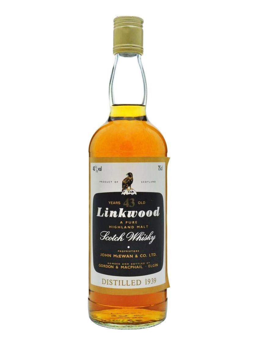 Виски "CONNOISEURES CHOICE" Linkwood Sherrywood, "Выбор Знатока" Линквуд,  black label, 1939, 43% 75cl Bottle№  в подарочной коробкеиз дуба с гравировкой и  хрустальным бокалом