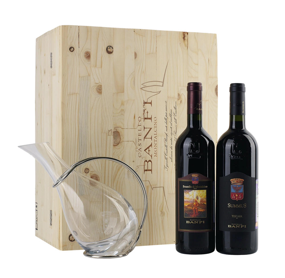 Set BANFI  Brunello di Montalcino" Набор Банфи из 2-х бут. Набор Брунелло, Суммус и декан, Брунелло ди Монтальчино"750 мл