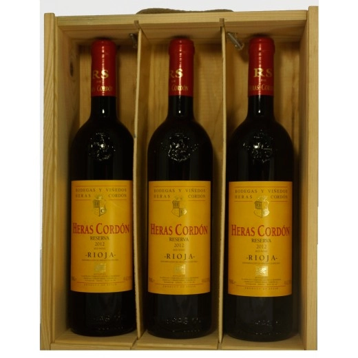 Винный набор HERAS CORDON RESERVA, Херас Кордон Ресерва в деревянном футляре 3 шт х  750 мл