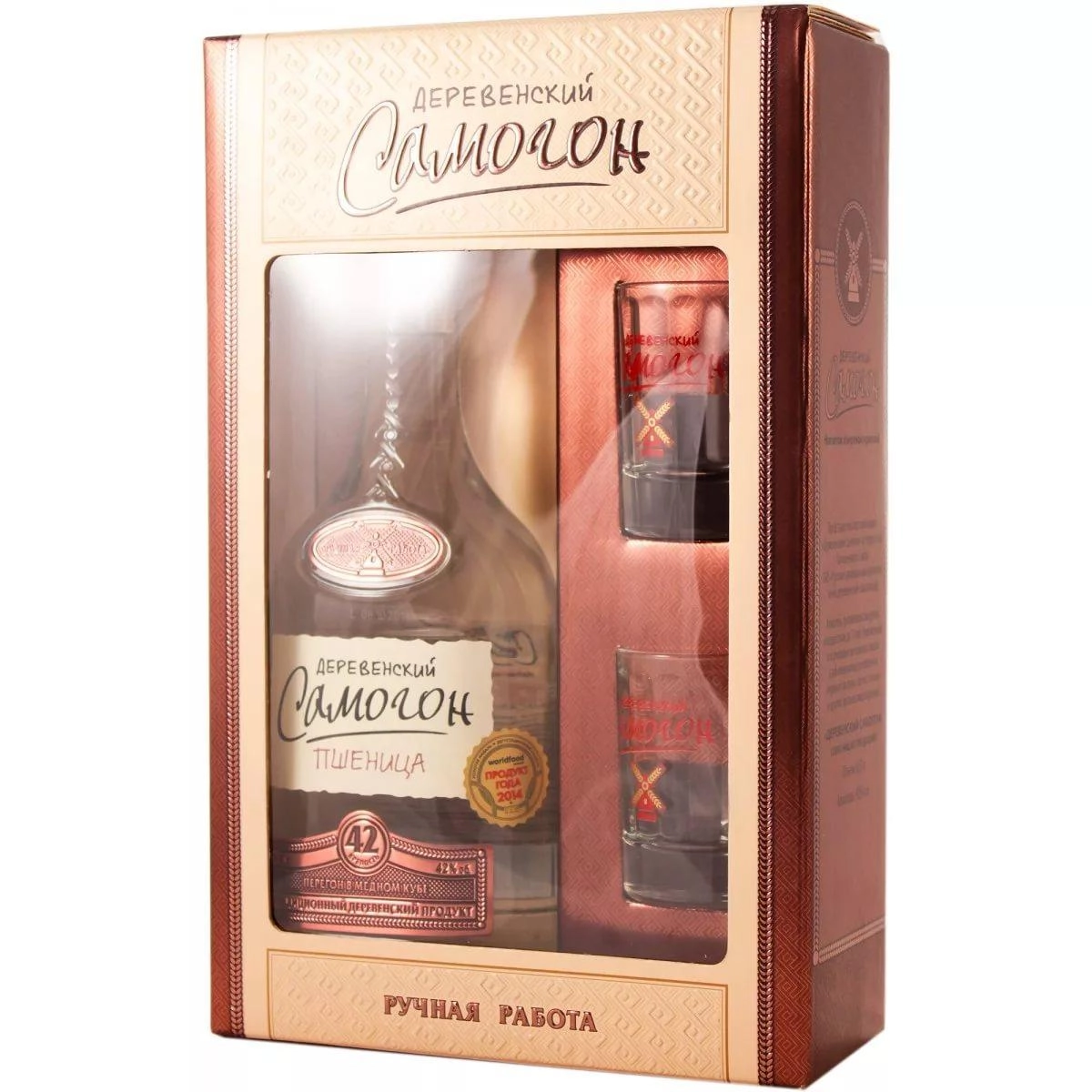 Водка  Деревенский Самогон Пшеница в п/у с 2 стопками 500 мл
