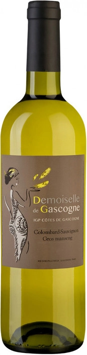 Вино  Domain de Menard  Demoiselle de Gascogne Colombard-Sauvignon-Gros Manseng  Cotes de Gascogne IGP  Домен де Менар  Мадмуазель де Гасконь Коломбар-Совиньон-Гро Мансенг 2018 750 мл
