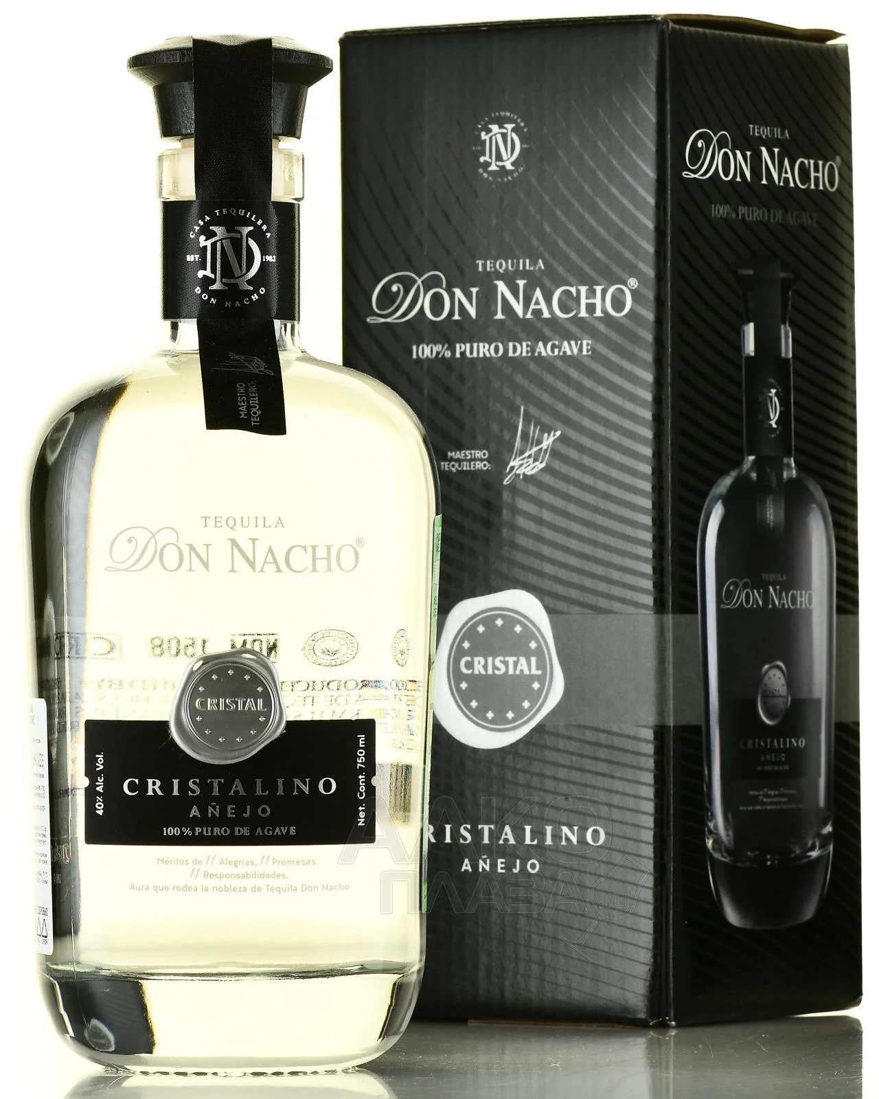 Текила Don Nacho Cristal Anejo Cristalino 100% Agave gift box  750 мл