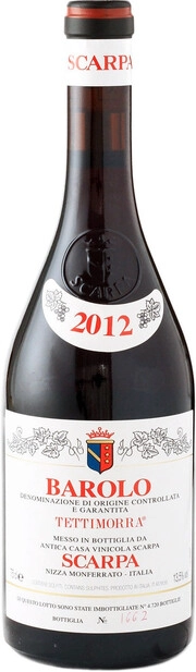 Вино Scarpa Tettimorra  Barolo DOCG  Скарпа Теттиморра  Бароло 2012  750 мл