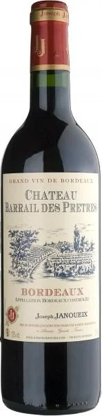 Вино Joseph Janoueix Chateau Barrail des Pretres Bordeaux AOC  Жозеф Жануэкс Шато Баррай де Претр Бордо 2016 750 мл