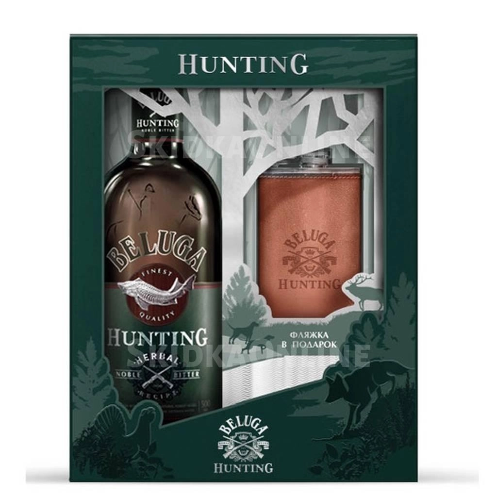 Подарочный набор Белуга Хантинг Травяной  Биттер, в подарочной коробке  с флягой 700 мл
